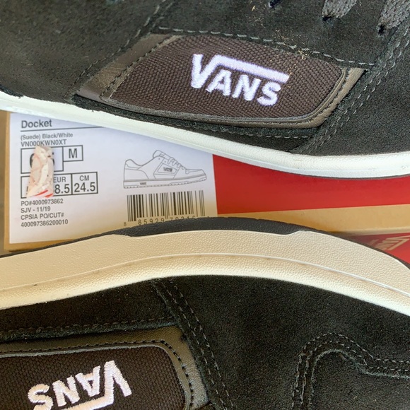 VANS DOCKET SUEDE BLACK/WHITE Men’s - Picture 13 of 16